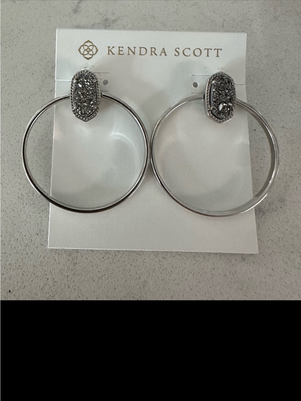 Kendra Scott Silver Hoop Earrings with Druzy Accents